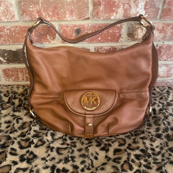 Michael Kors Fulton Camel Brown Leather Satchel Shoulder Bag Handbag - Picture 4 of 7